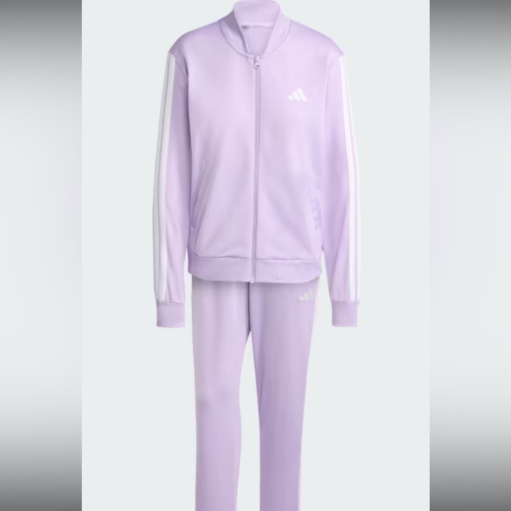 Adidas Light Purple Tracksuit with White Stripes